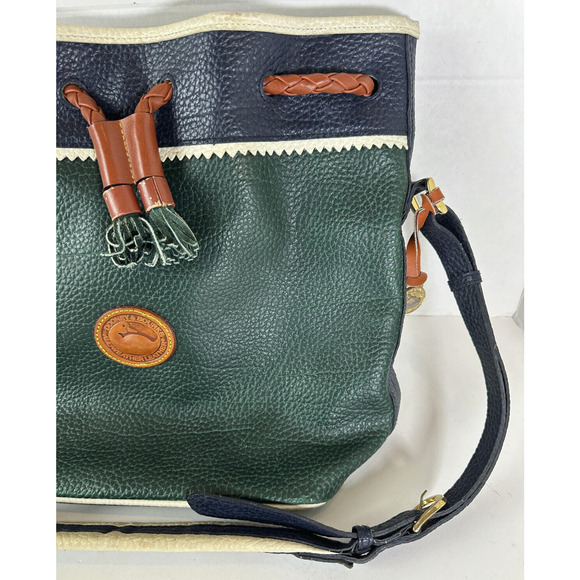 Vtg Dooney & Bourke Teton Tri-Color Drawstring Bucket Bag All Weather Leather - Picture 11 of 15